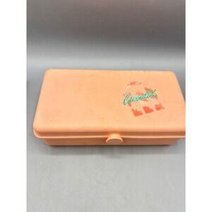 Vintage Caboodles Model 2605 Makeup Case Peach Pink Mirror Organizer 90s Retro